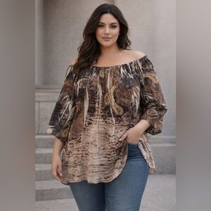 Lane Bryant Boho Paisley Peasant Top 18/20 Romantic Boho Cottagecore Y2K